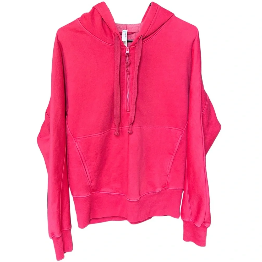 FP Movement by Free People Hot Pink Half-Zip Hooded Sweatshirt